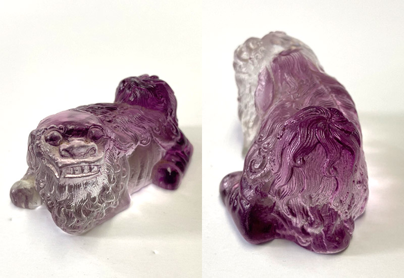 祥瀧 琉璃瑞獅(紫) 文鎮 擺飾